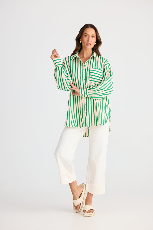 Brave + True | Ezra Shirt - Jade Stripe