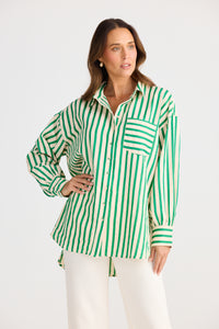 Brave + True | Ezra Shirt - Jade Stripe
