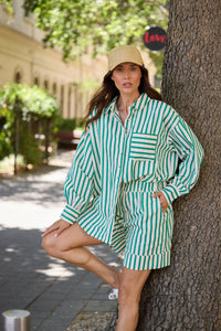 Brave + True | Ezra Shirt - Jade Stripe