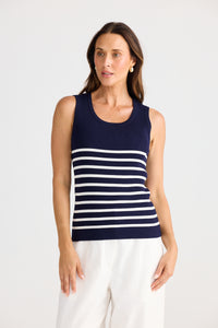 Brave + True | Amba Tank - Navy W White Stripe