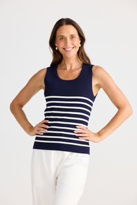 Brave + True | Amba Tank - Navy W White Stripe