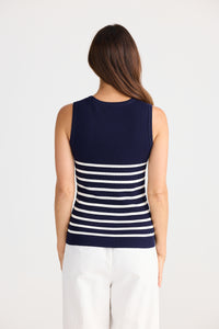 Brave + True | Amba Tank - Navy W White Stripe