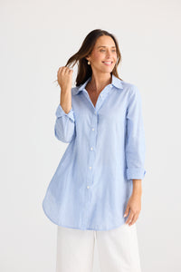 Brave + True | Ava Shirt - Blue Pinstripe