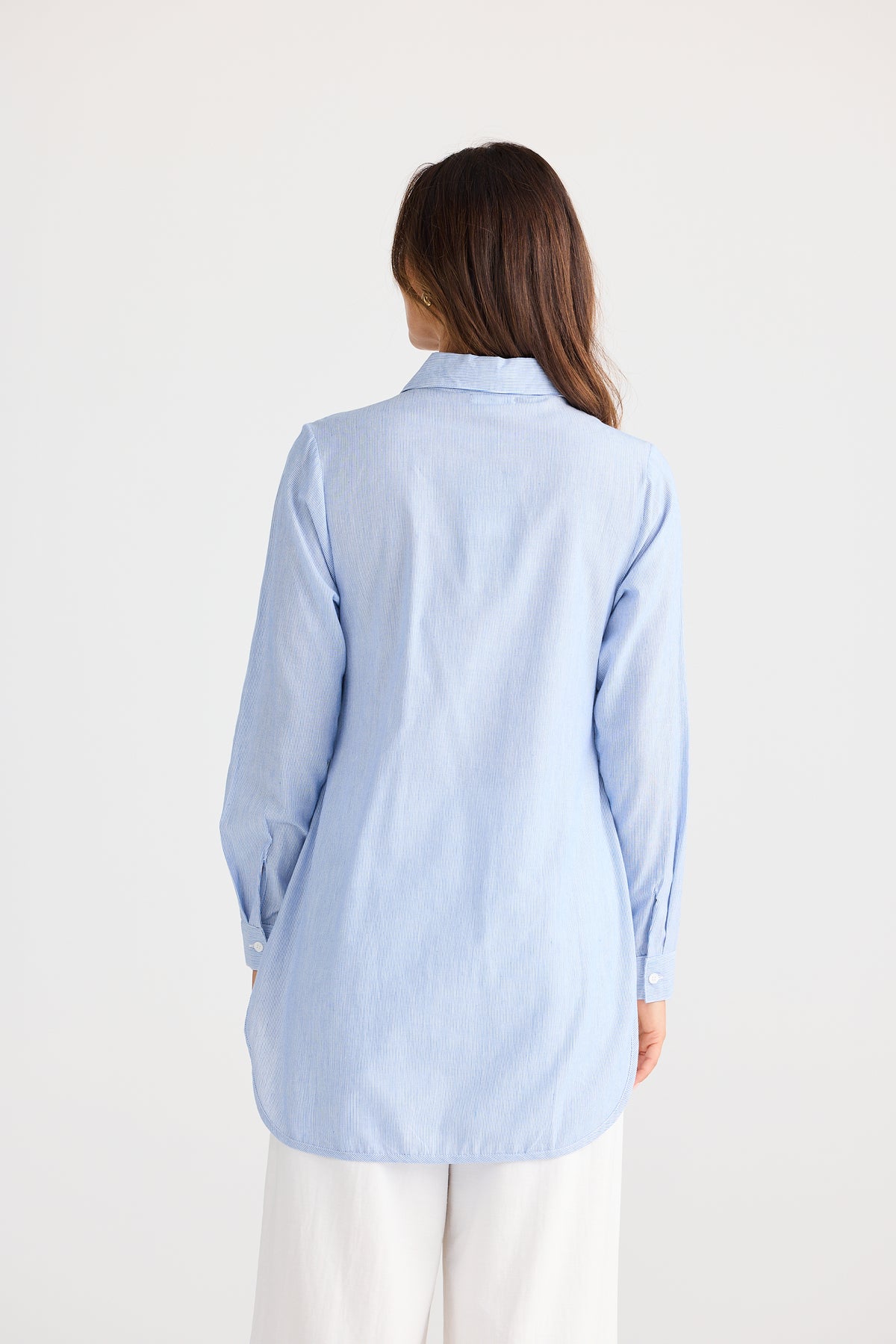 Brave + True | Ava Shirt - Blue Pinstripe
