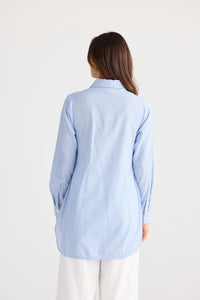 Brave + True | Ava Shirt - Blue Pinstripe