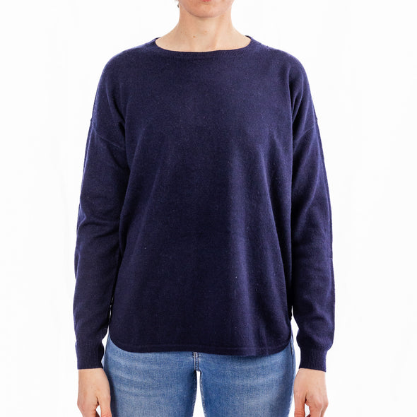 Bow & Arrow | Navy Swing Jumper with Blue + White Stripe Patches