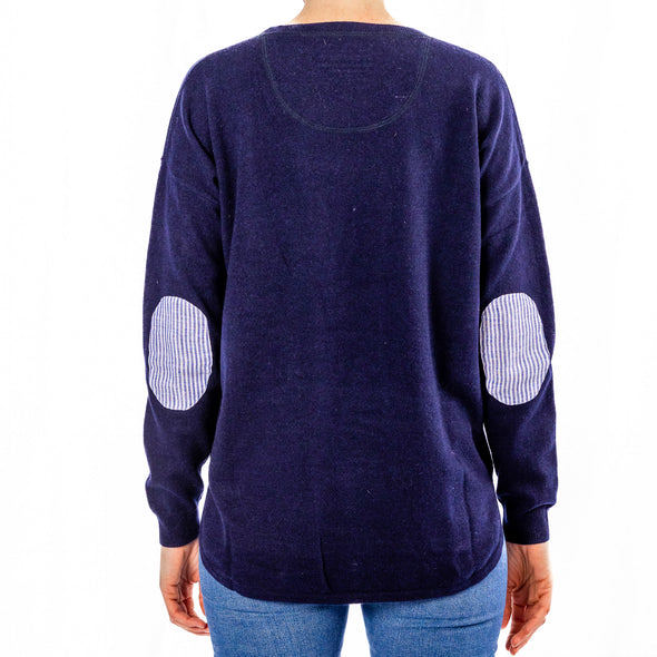 Bow & Arrow | Navy Swing Jumper with Blue + White Stripe Patches