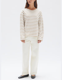 Assembly Label | Tan/White Stripe Bateau Long Sleeve Tee