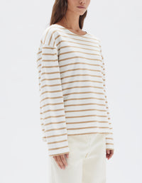 Assembly Label | Tan/White Stripe Bateau Long Sleeve Tee