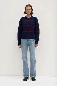 Assembly Label | Beau Merino Wool Knit - Navy/Dark Cherry