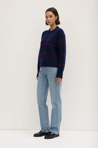 Assembly Label | Beau Merino Wool Knit - Navy/Dark Cherry