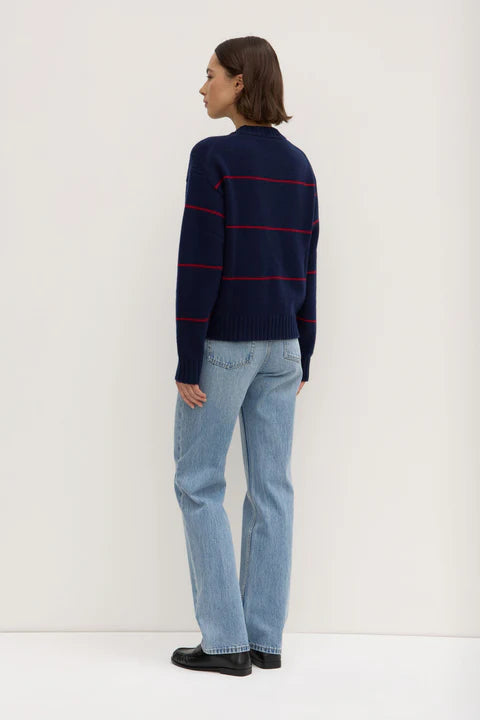 Assembly Label | Beau Merino Wool Knit - Navy/Dark Cherry