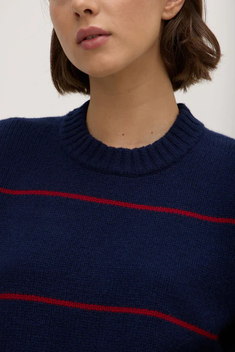 Assembly Label | Beau Merino Wool Knit - Navy/Dark Cherry