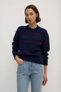 Assembly Label | Beau Merino Wool Knit - Navy/Dark Cherry