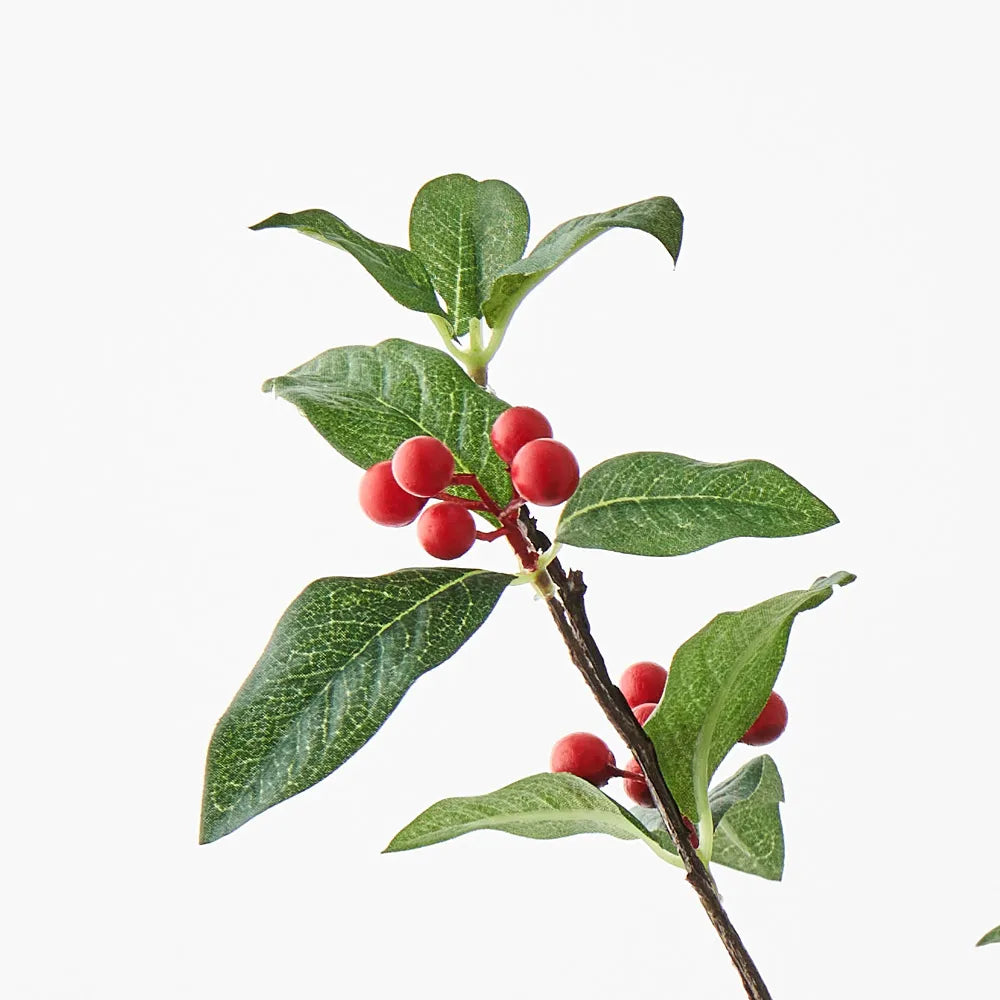 Berry Leaf Spray - Red/Green