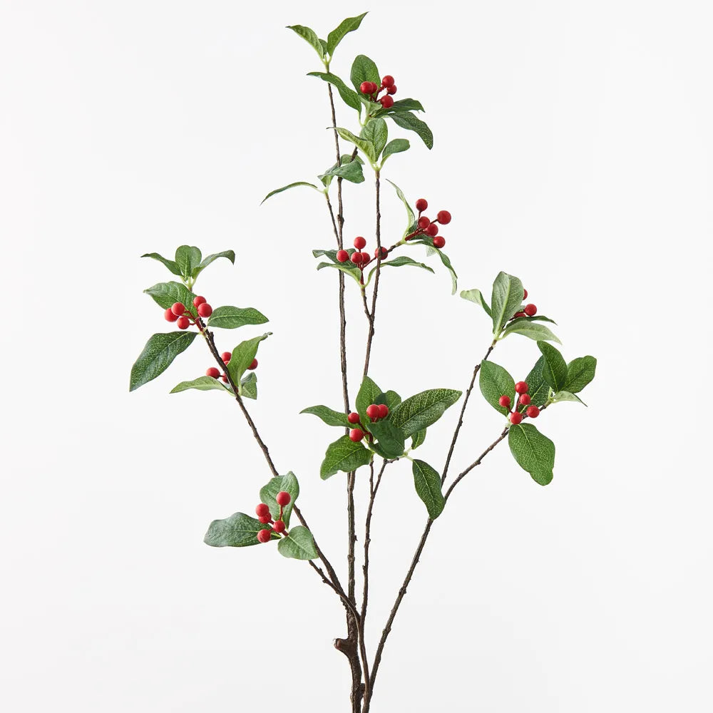 Berry Leaf Spray - Red/Green