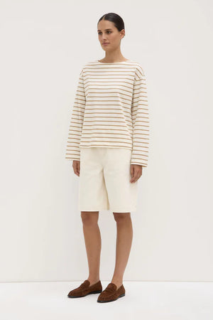 Assembly Label | Bonne Long Sleeved Tee - White/Tan