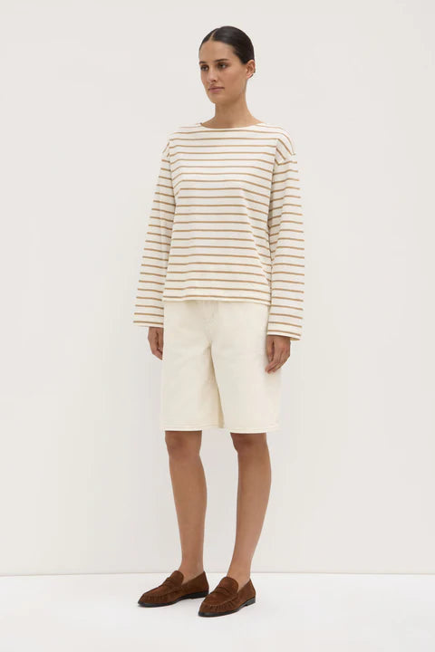 Assembly Label | Bonne Long Sleeved Tee - White/Tan