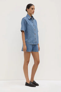 Assembly Label | Boxy Denim Short Sleeve Shirt - Dark Stone