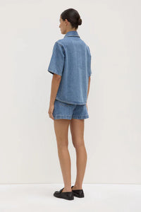 Assembly Label | Boxy Denim Short Sleeve Shirt - Dark Stone