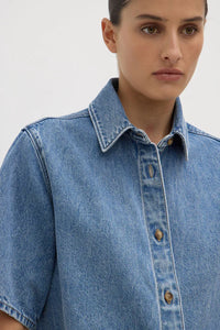 Assembly Label | Boxy Denim Short Sleeve Shirt - Dark Stone