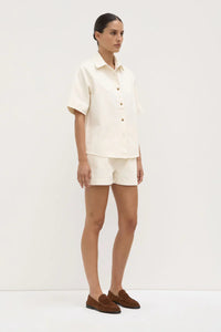 Assembly Label | Boxy Denim Short Sleeve Shirt - Ecru