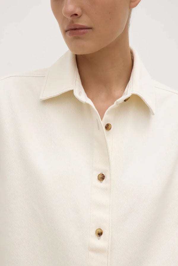 Assembly Label | Boxy Denim Short Sleeve Shirt - Ecru
