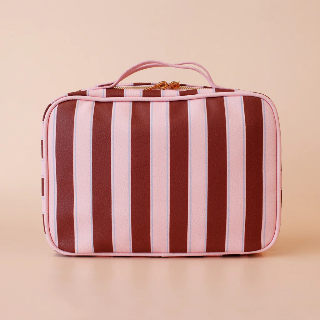 Fox + Fallow | Burgundy Stripe Cosmetic Bag