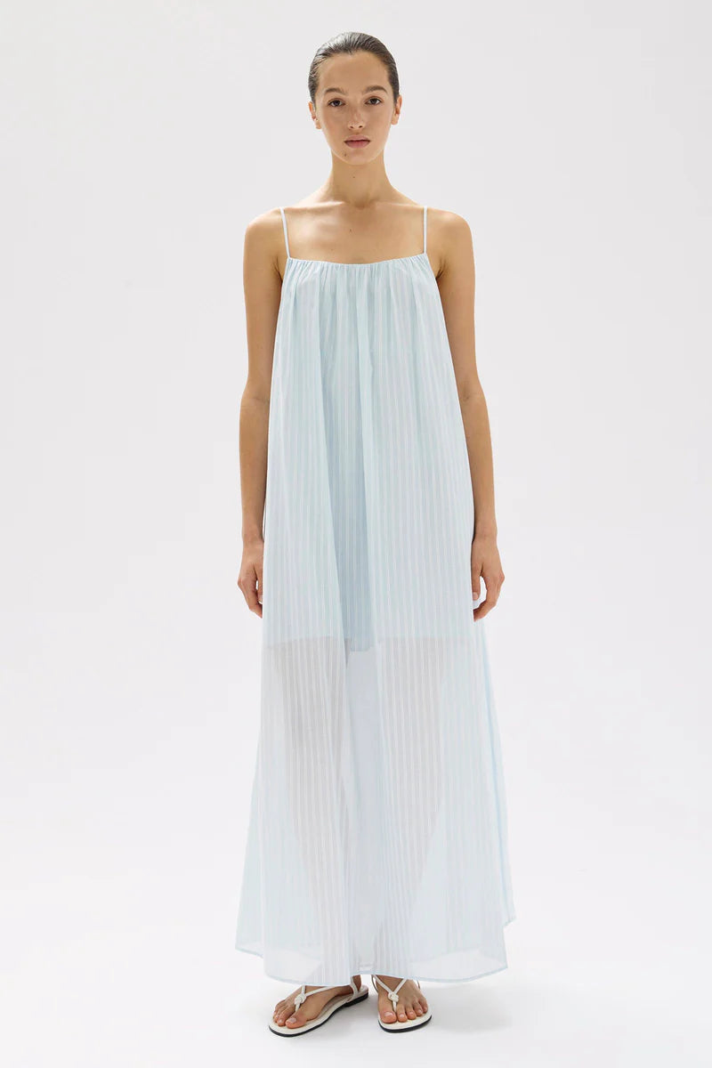 Assembly Label | Cammy Stripe Maxi Dress - Blue Haze / White