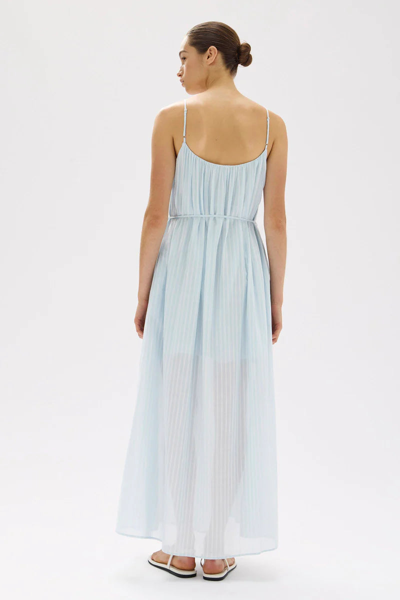 Assembly Label | Cammy Stripe Maxi Dress - Blue Haze / White