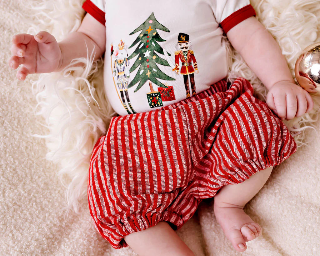 Confetti Kids | Pure Linen Bloomers - Red Stripe