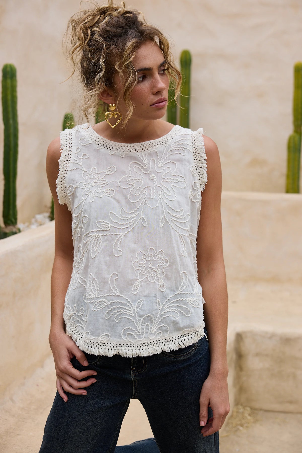 Talisman | Chantilly Top - Natural Embroidery