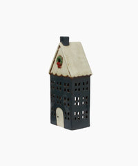 Christmas Tea Light House with Wreath Large - Blue