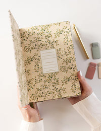 2025 Desktop Linen Bound Planner - White Blossoms