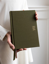 Bespoke Letterpress |  2026 Desktop Linen Bound Planner - Hunter Green