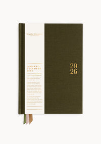 Bespoke Letterpress |  2026 Desktop Linen Bound Planner - Hunter Green