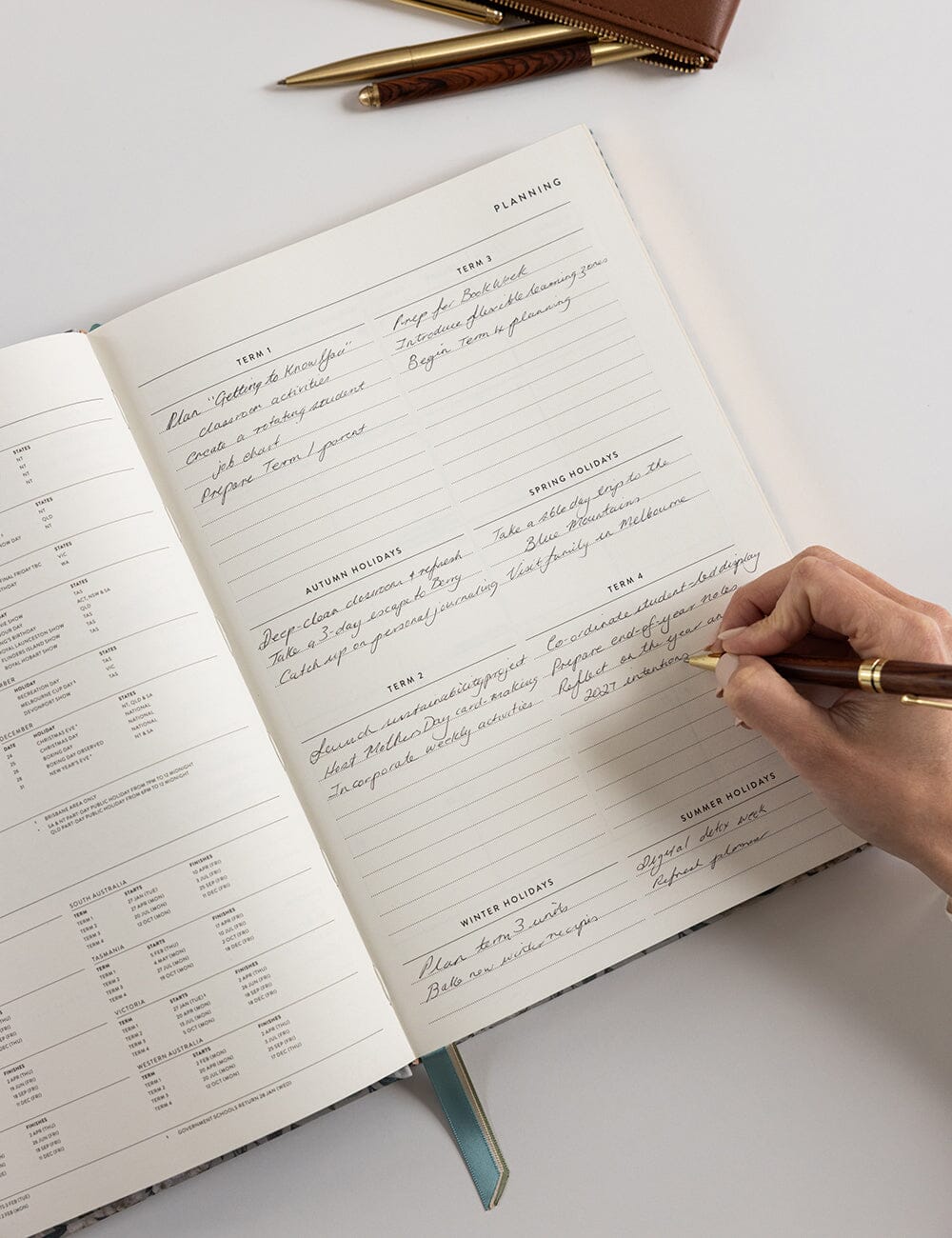 Bespoke Letterpress | 2026 Teachers A4 Planner - Ivory Garden