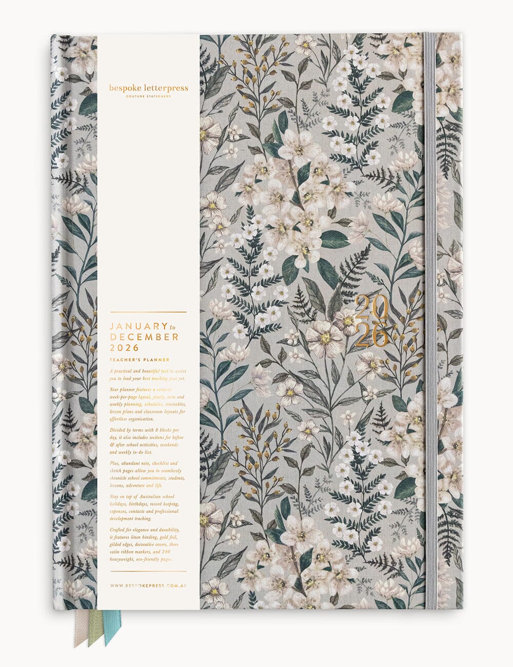 Bespoke Letterpress | 2026 Teachers A4 Planner - Ivory Garden