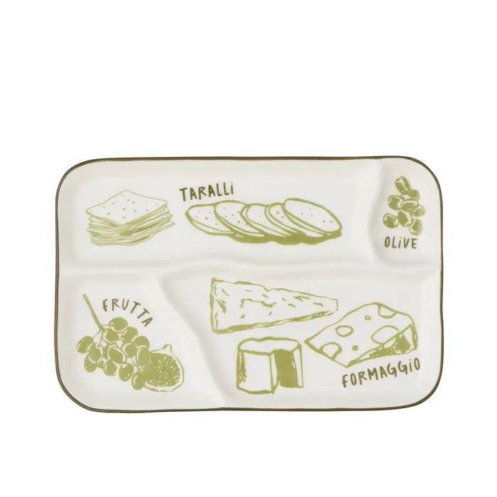 Deli Ceramic Divided Platter - Green