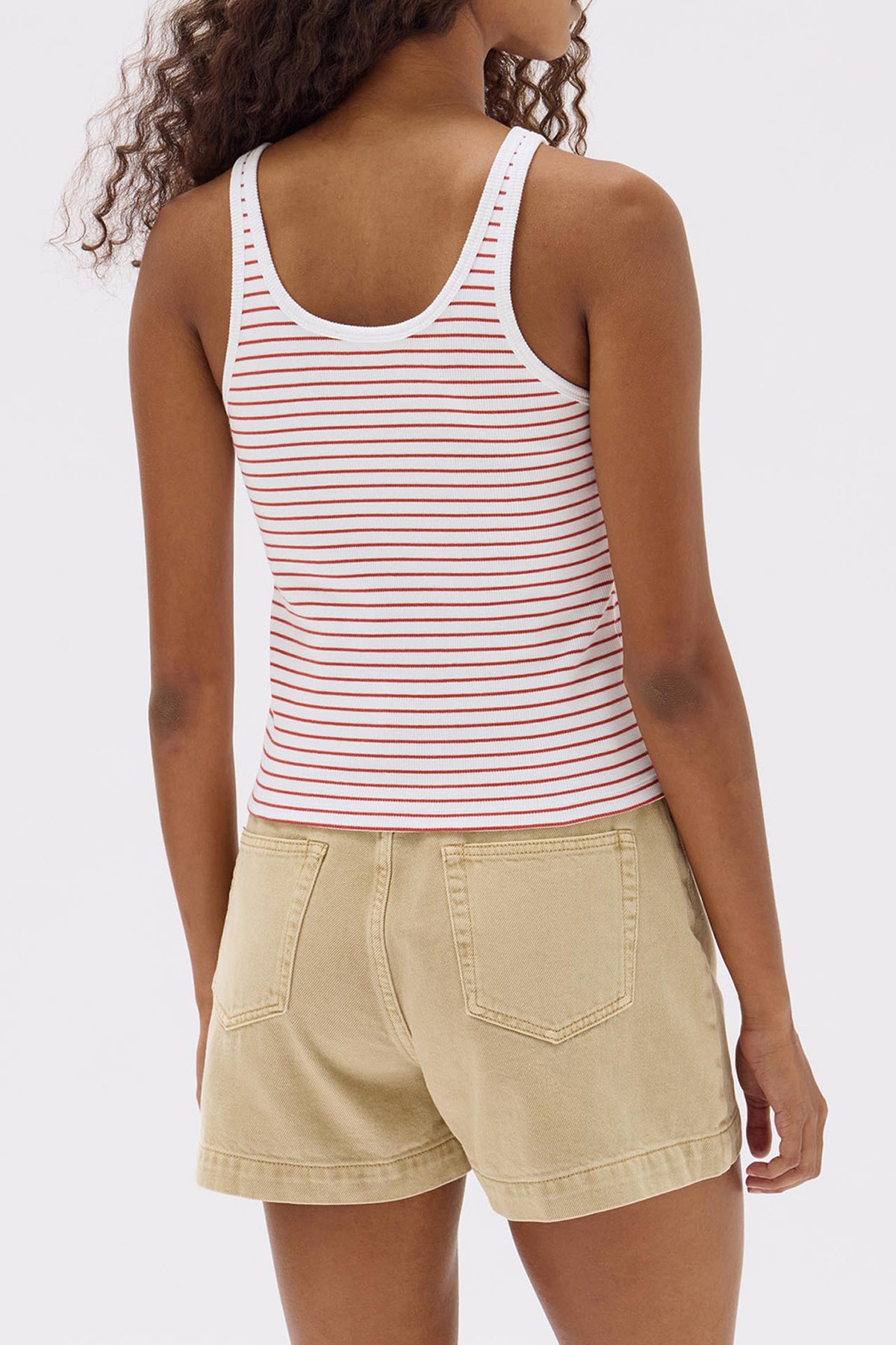 Assembly Label | Drew Rib Tank - Papaya/White