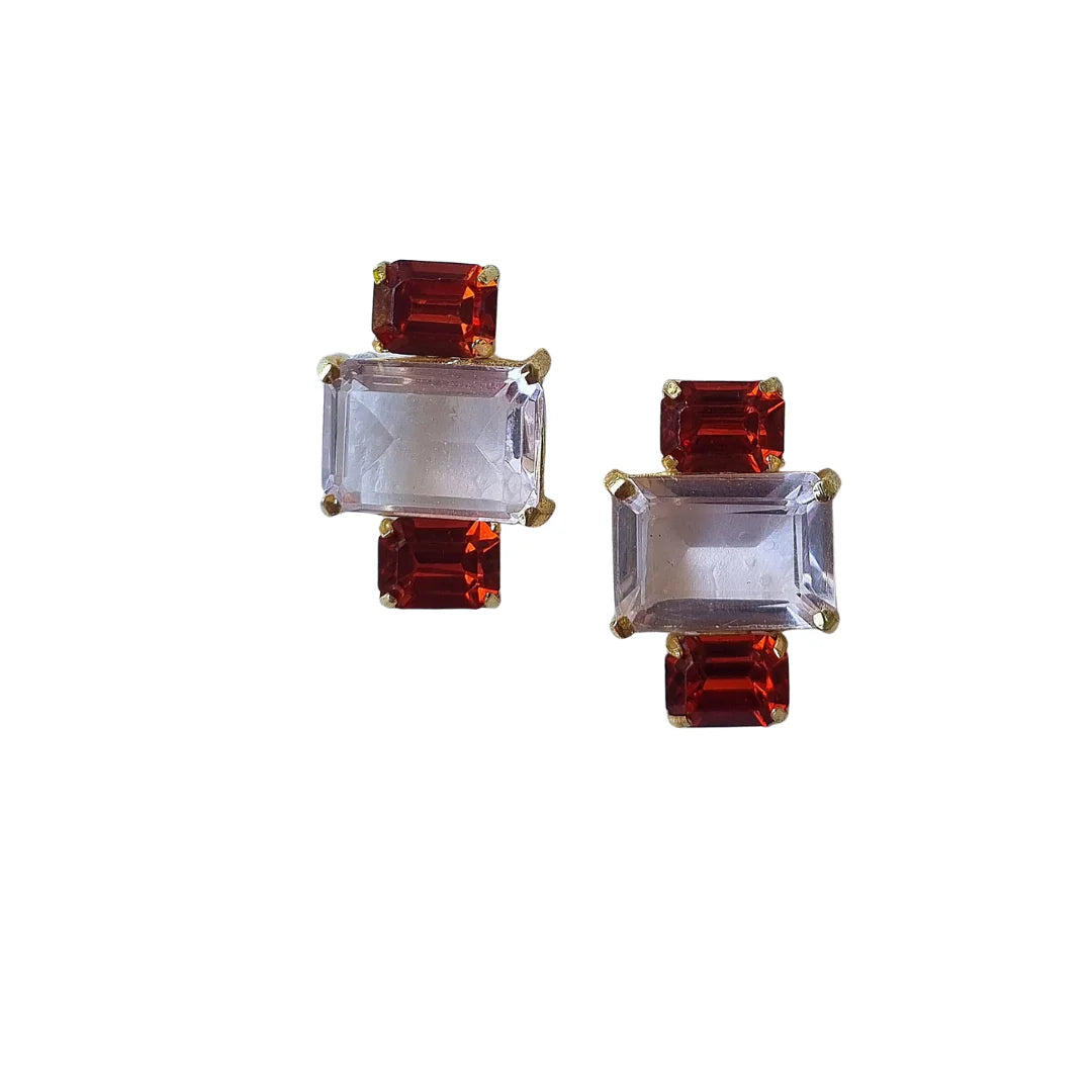 Zoda | Fantasy Glass Gem Earring Pink & Orange