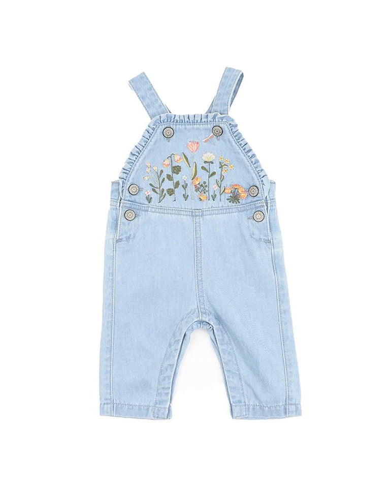 Fox & Finch | Botanica Embroidered Overalls - Washed Denim