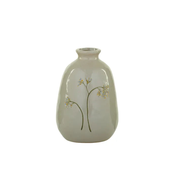Fiori Ceramic Vase - Natural/Blue