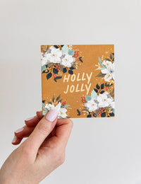 "Holly Jolly" Gold Small Christmas Card