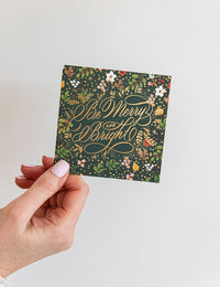 "Be Merry & Bright" Green Small Christmas Card