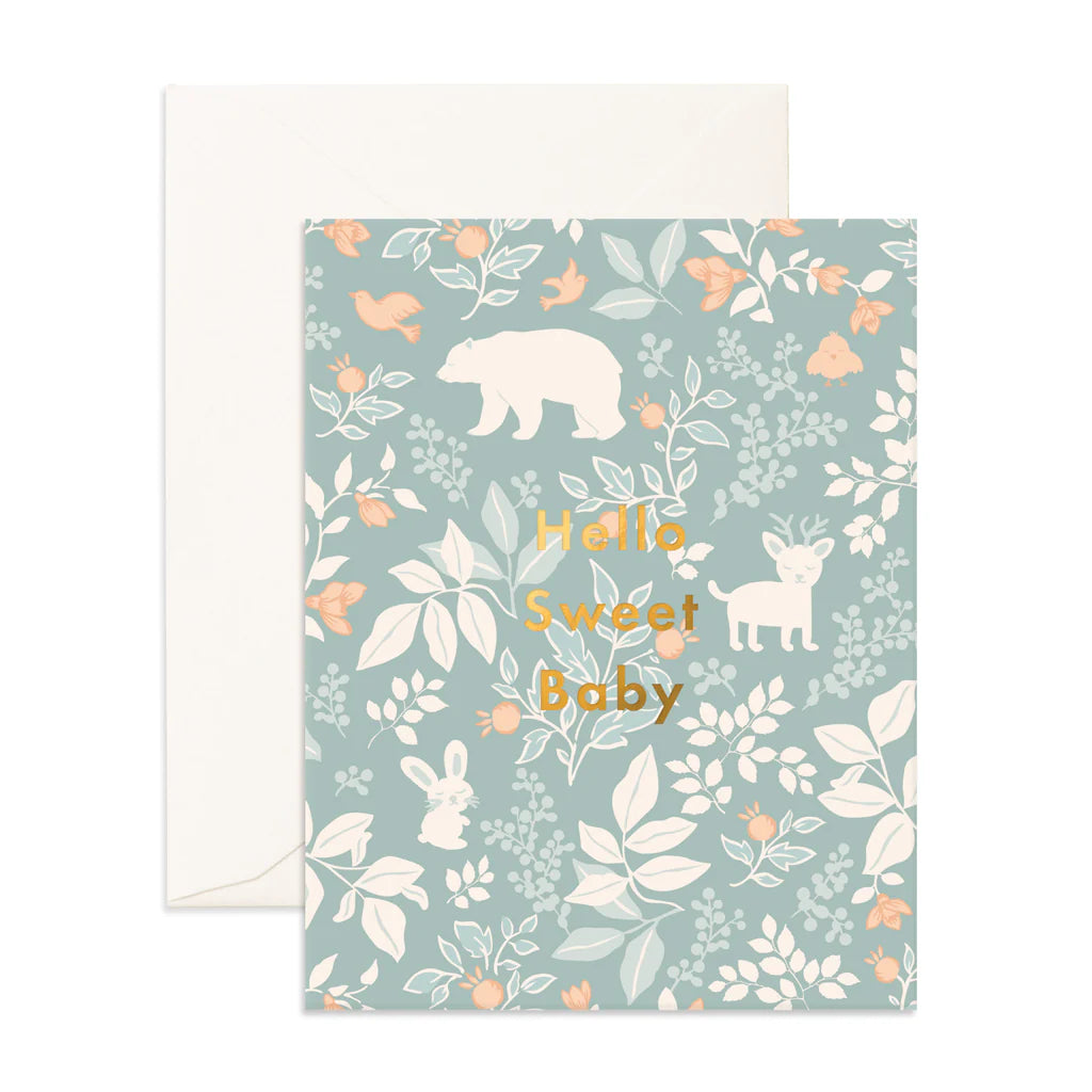 Fox & Fallow | Hello Sweet Baby Sage Greeting Card