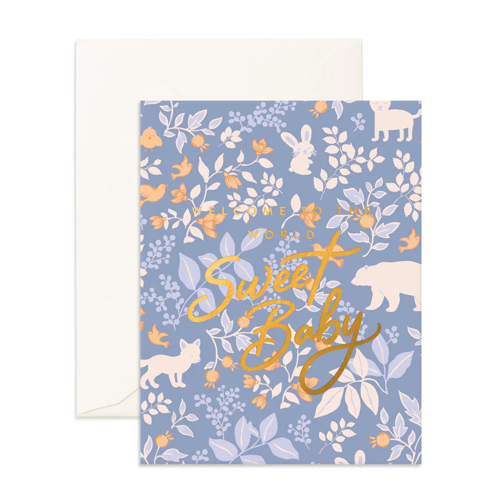 Fox & Fallow | Welcome Sweet Baby Cornflower Greeting Card