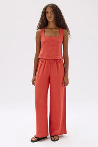 Assembly Label | Georgina Linen Top - Papaya