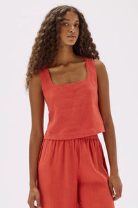 Assembly Label | Georgina Linen Top - Papaya