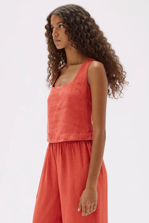 Assembly Label | Georgina Linen Top - Papaya